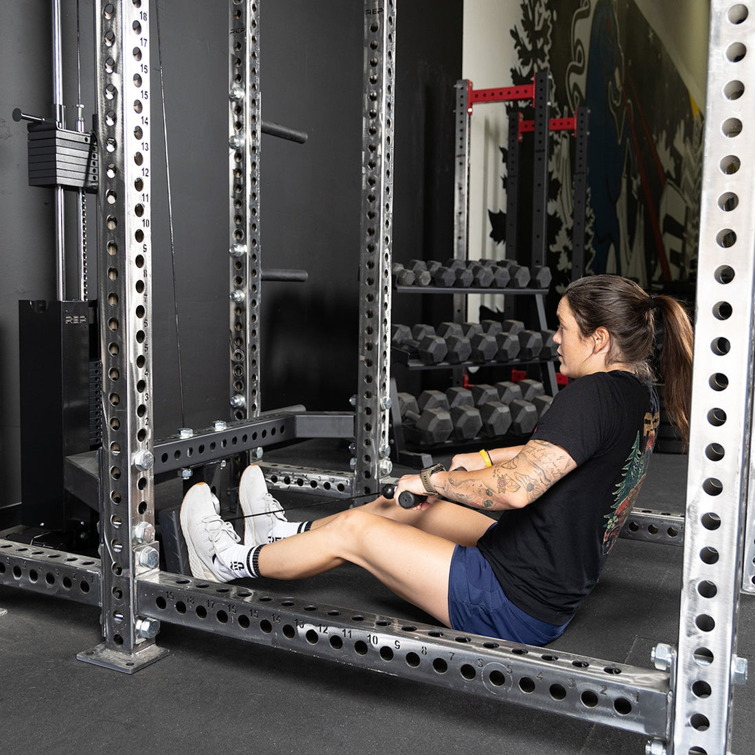 Woman doing a seated row